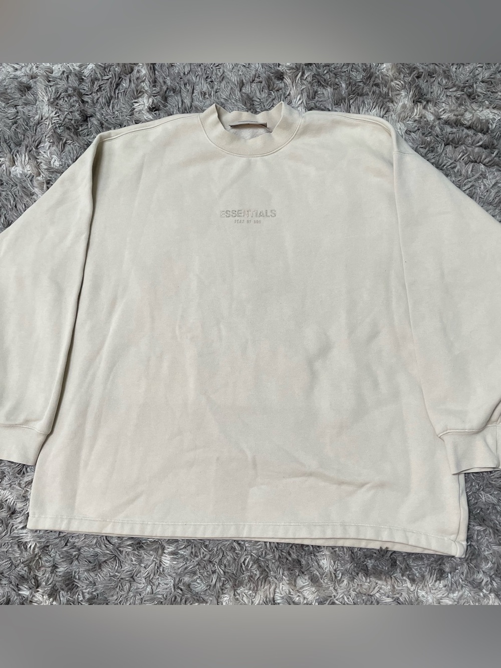 Fear of God Essentials Mock Neck Long Sleeve Sweatshirt Cream Size L